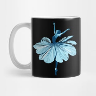 Beautiful ballerina in a blue dress dancing. Vector illustration, tiptoe pose, ballet performer Mug